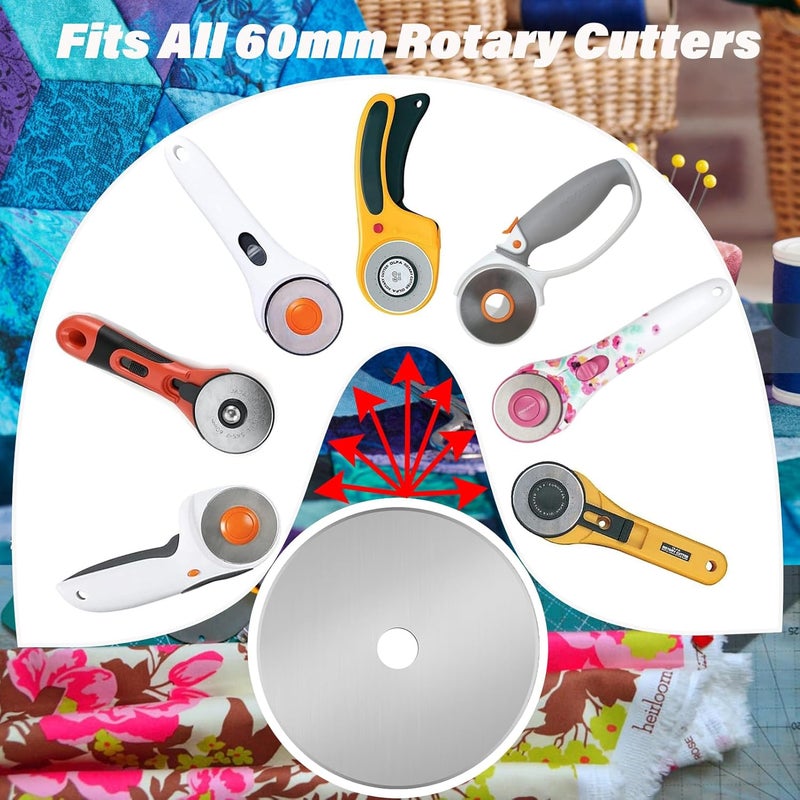 KAMSANG 60mm Rotary Cutter Blades,5-Pack Replacement Blades Fits Fiskars,OLFA,Martelli,Dremel,Truecut,DAFA,Fabric Cutting Blades Refill for Quilting Scrapbooking Sewing Arts &Crafts, SKS-7 - Image 3